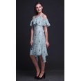 thumbnail image 2 of Bimba Robe Tunique de Fête à Manches Flottantes Imprimé Oiseau Bleu Épaules Dénudées Midi - Très Grande Taille, 2 of 6