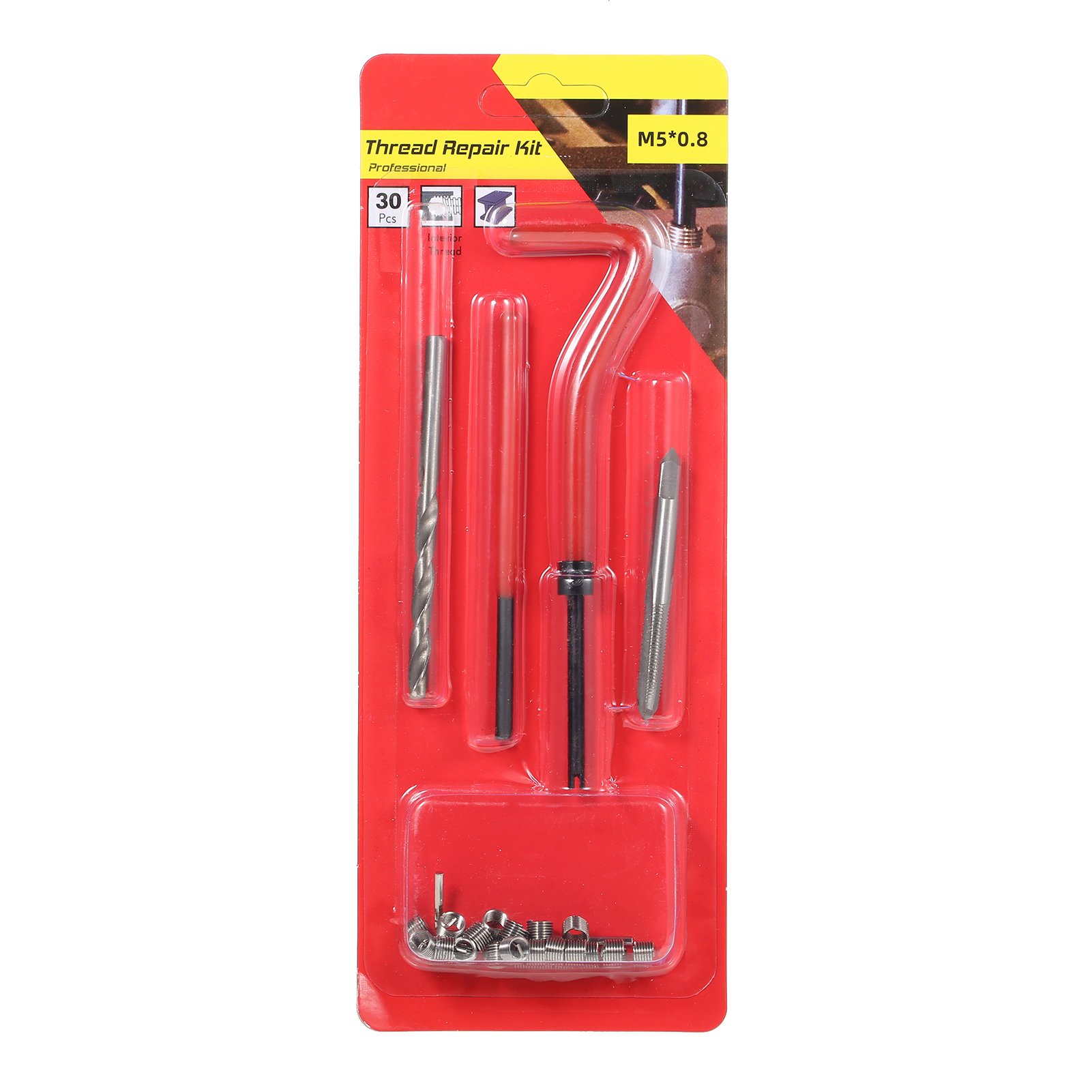 Yeacher 30Pcs Metric Thread Repair Insert Kit M5 M6 M8 M10 M12 M14 Helicoil Car