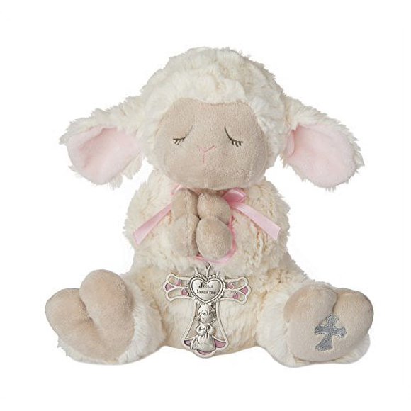 Ganz Serenity Lamb With Crib Cross Christening or Baptism Gift (Pink (Girl))