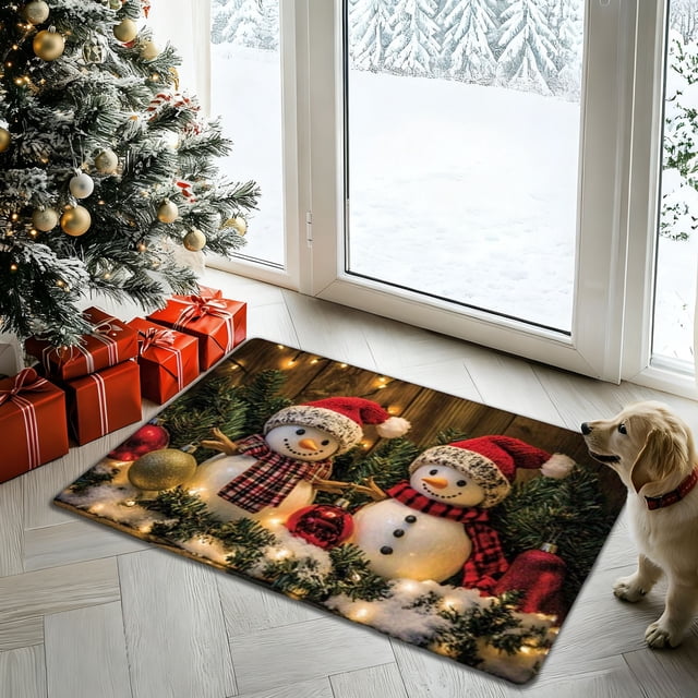 Todaioua Christmas Doormat Holiday Floor Mat - Non-Slip Absorbent Rug for Kitchen Bathroom Entryway, Indoor Outdoor Decor with Festive Home Accent, Washable Christmas Themed Mat