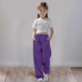 thumbnail image 2 of Girls Linen Pants Pants for Gymnastics Girls Medium And Large Children Casual Girls Solid Color Drawstring Sweatpants, 2 of 6