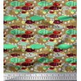 thumbnail image 1 of Soimoi Modal Satin Fabric Fish Cartoon Print Sewing Fabric Yard 42 Inch Wide, 1 of 3