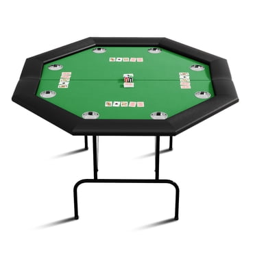 Yiwa Octagon Poker Table with Collapsible Legs, Casino Leisure Table for 8 Players, Blackjack Gaming Table with Water-Resistant Cushioned Rail, Stainless Steel Cup Holder