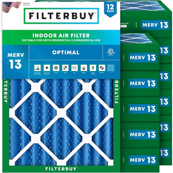 Filterbuy 14x18x4 MERV 13 (MPR 1900) Health Defense, Pleated HVAC AC Furnace Air Filters (12-Pack)