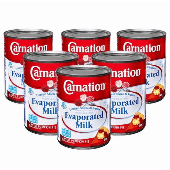 Carnation Evaporated Milk, 6 × 354 ml-Canned Evaporated Dairy Milk – Rich, Creamy Taste for Cooking, Baking, Coffee, Tea – Shelf-Stable Pantry Essential