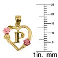 thumbnail image 2 of 14k Two-tone Gold Flower and Heart-shaped Initial 'O' Pendant with 1.2mm Rolo chain, 2 of 2