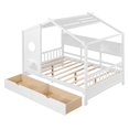 thumbnail image 3 of Lit Cabane Pleine Grandeur en Bois avec 2 Tiroirs, Lit pour Enfants avec Tablette de Rangement, Blanc, 3 of 8