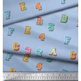 thumbnail image 2 of Soimoi Cotton Cambric Fabric Numbers & Alphabets Text Printed Craft Fabric by The Yard 42 Inch Wide, 2 of 3