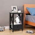 thumbnail image 2 of Costway Modern Nightstand with Bottom Drawer Storage Shelf Small Side End Table Black, 2 of 10