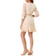 thumbnail image 3 of INSPIRE CHIC Women's 3/4 Sleeve Ruffle Hem Buttons Decor Drawstring Ruched Dress, 3 of 6