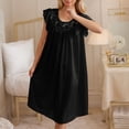 thumbnail image 1 of Sakmal Robe de Nuit Moo Moo pour Femmes Longueur Genou, Rafraîchissante, Noire, Combinaison Douce, Robe de Maison, Florale, Manches Courtes, Robes de Nuit pour Femmes, 1 of 9