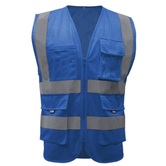 TOPTIE Class 2 High Visibility Mesh Safety Vest With 9 Pockets and Reflective Strips, Meets ANSI/ISEA Standards