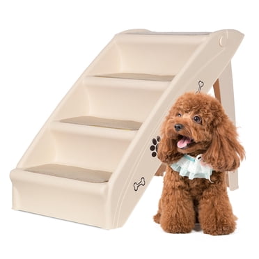 Escaliers Pliants pour Chien à 4 Marches pour Petits Animaux, Escaliers Portatifs pour Animaux, Rampe/échelle pour Chien avec Coussinet Antidérapant et Barre Latérale Sécuritaire