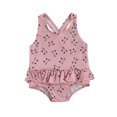 thumbnail image 1 of ITFABS Summer Baby Girl Nylon Printed U-shaped Neck Cross Strap Ruffle Swimwear, 1 of 6