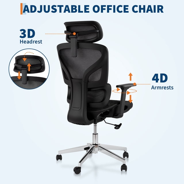 AKDSteel Ergonomic Mesh Office Chair, High-Back Executive Desk Chair With Adjustable Lumbar Support And 360° Swivel