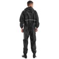 thumbnail image 2 of Miaeowve Mens Motorcycle Rain Suit One Piece Hooded Jumpsuit Reflective Strip Waterproof Rainsuit Black 175/XL, 2 of 7
