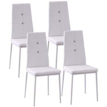 HOMCOM Ensemble de 4 Chaises de Salle à Manger, Chaises Latérales en Similicuir avec Dossier Haut