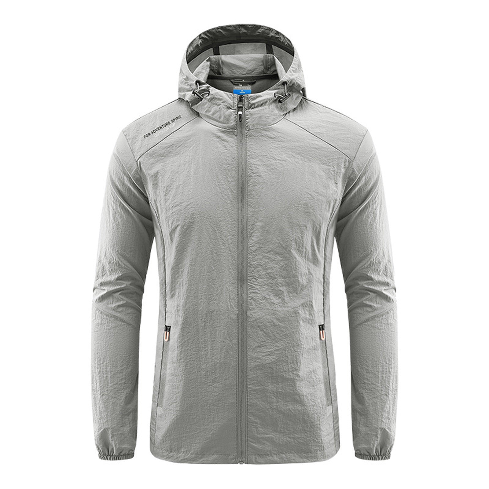 TIMIFIS Manteau pour Homme Imperméable avec Capuche Manteau de Randonnée Coupe-Vent Léger Veste Zippée Protection Solaire Manteau de Travail Coupe-Vent pour Randonnée Voyage-Grayfall
