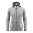 thumbnail image 1 of TIMIFIS Mens Jacket Waterproof with Hooded Hiking Coat Lightweight Windbreaker Zip Jacket Sun Protection Work Coat Windbreaker for Hiking Travel-GrayFall, 1 of 1