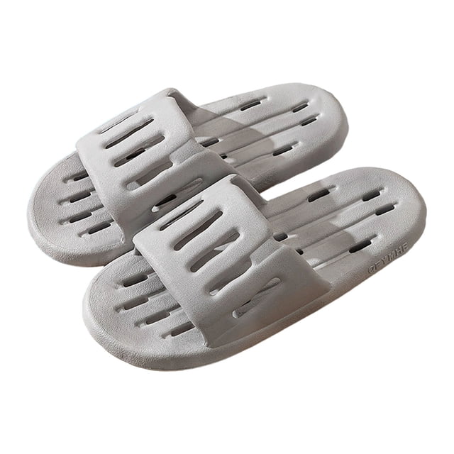WLOELOEW Anti Slip Bathroom Slippers For Women And Men In Gray Pvc Material Size 10 Us Foot Length 10.83 Inches Hollow Quick Dry Style