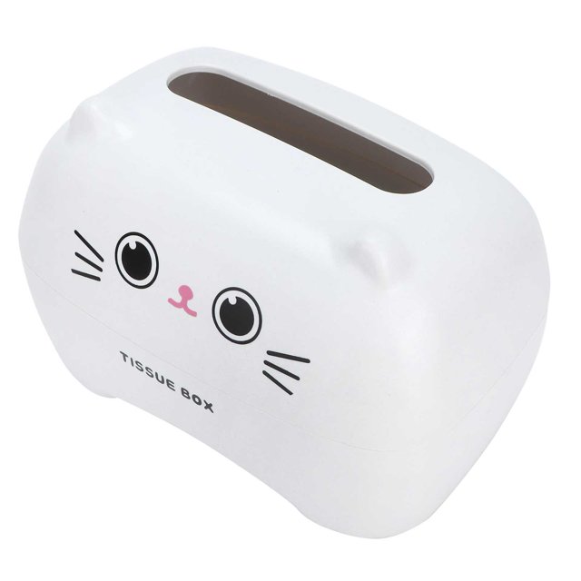 Tissue Box, Toilet Paper Holder Storage Tissue Box Cover Holder Removable Bottom For Home For Bathroom Blue,White Cat