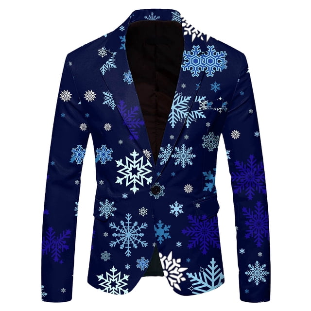 Men Christmas Snowflake Santa Men S Suits Set Printed Pocket Lapel Button Mens Suits Regular Fit 3 Piece Suit Jacket Suit