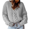 thumbnail image 1 of Timegard Plus Size Knit Tops for Women Crewneck Long Sleeve Sweaters Pullover Fall Winter Solid Color, 1 of 6