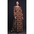 thumbnail image 3 of Bimba Robe Maxi en Georgette Mousse à Imprimé Géométrique et Couronne de Roses à Fleurs pour Femmes à Manches Longues avec Taille Élastique - Petit, 3 of 5
