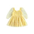 thumbnail image 1 of Fortune Robe Trapèze Princesse pour Bébé Fille Manches Longues en Maille Tulle Robe à Imprimé Marguerites, 1 of 9