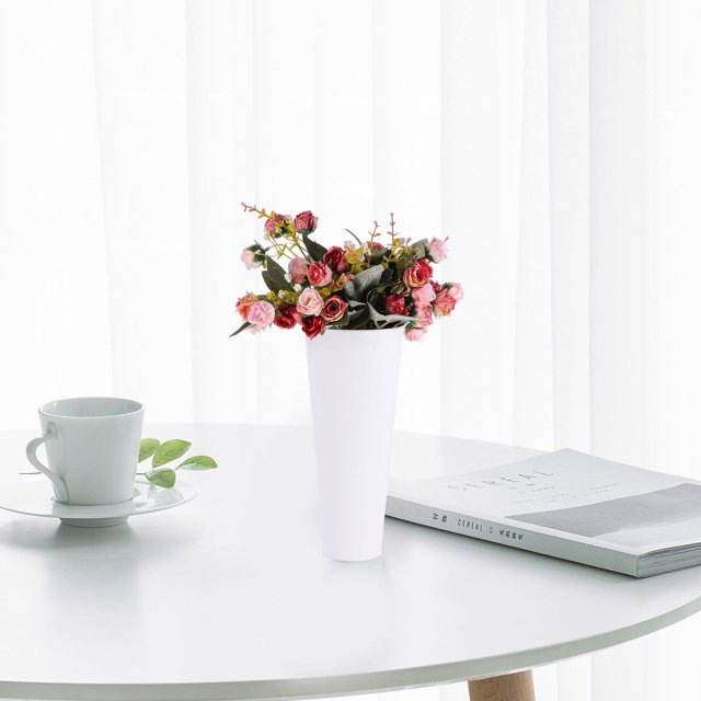 OULII Tall Floral Bucket Tin Flower Display Buckets White Flower Garden 1Pcs