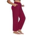 thumbnail image 2 of Plebaso Womens Plus Size Pants Elastic Waist Wide Leg Pants Loose Drawstring Lounge Pants with Pockets, 2 of 7