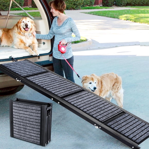 Furggis Rampes Pliables pour Chiens de 67 Pouces, Grands Chiens, Rampe pour Voiture avec Surface de Tapis Antidérapante, Escaliers Rampe Portatifs pour Animaux, Marches pour Chiens Moyens et Grands jusqu'à 220 Lb pour Monter dans une Voiture, un VUS et un Camion