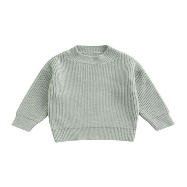 CNKOO Toddler Kid Boy Girl Unisex Kids Fall Sweater Solid Color O-Neck Long Sleeve Knitted Pullover Tops Gray 2-3 Years