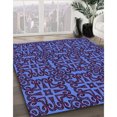 thumbnail image 3 of Ahgly Company Tapis d'Intérieur Ronds Transitionnels Lavables à la Machine, Ruban Bleu Bleu, Tapis de Zone, 5 Pieds Rond, 3 of 7
