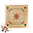 thumbnail image 1 of Ensemble de Jeu de Table Carrom en Bois de Luxe Grande Taille - Comprend des Bâtons de Repère, des Pièces, la Reine et un Attaquant!, 1 of 5