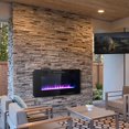 thumbnail image 3 of 50" Electric Fireplace Insert, 750W/1500W LED Fireplace w/Remote Control, 8H Timer & 12 Flame Colors, Wall Mounted Fireplace, Fireplace Heater, Recessed Electric Fireplace for Home RV, 3 of 10