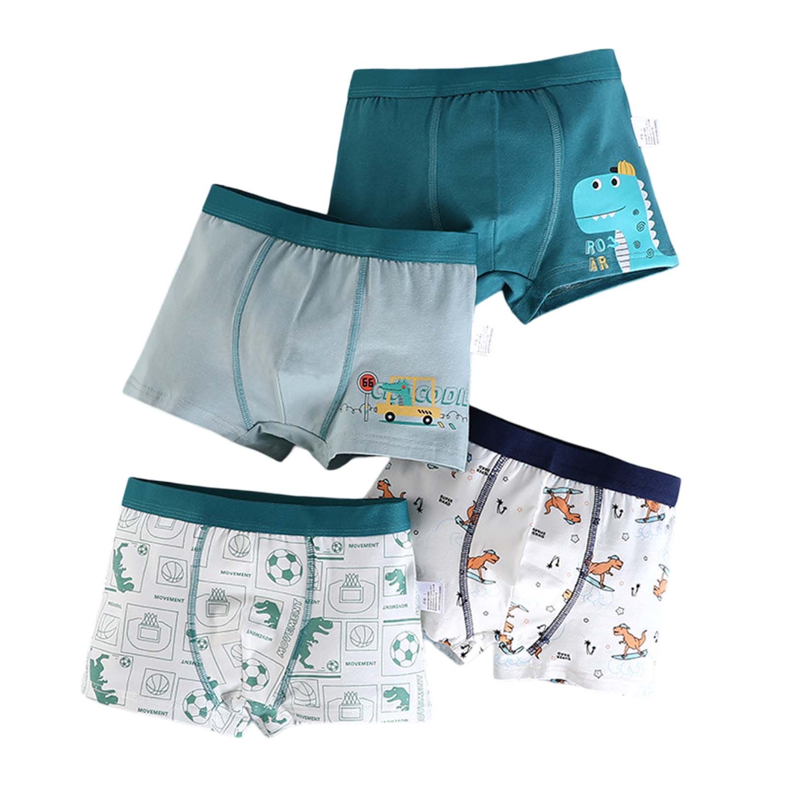 WEIYLL Boy'S Multi-pack Boxers Comfort Stretchable Durable Cartoon Print 4Pcs Daily Fabric Green Baby Underwear Size XXL