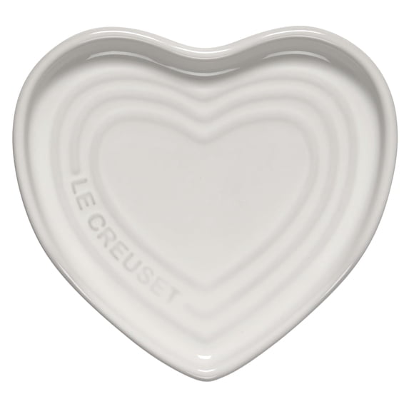 Le Creuset Repose-Cuillère en Grès en Forme de Cœur, 5 Pouces, Blanc