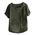 thumbnail image 5 of Chemise à Manches Longues pour Femmes Été Décontracté Col Rond Manches Courtes Imprimé Chemise Ample Hauts d'Été pour Femmes Coupe Ample Hauts à Manches Courtes pour Femmes, 5 of 5