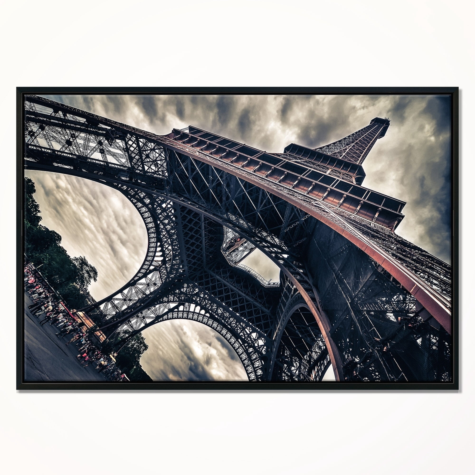 Design Art Paris Tour Eiffel À Grungy Style Dramatique  Sur Toile Encadrée