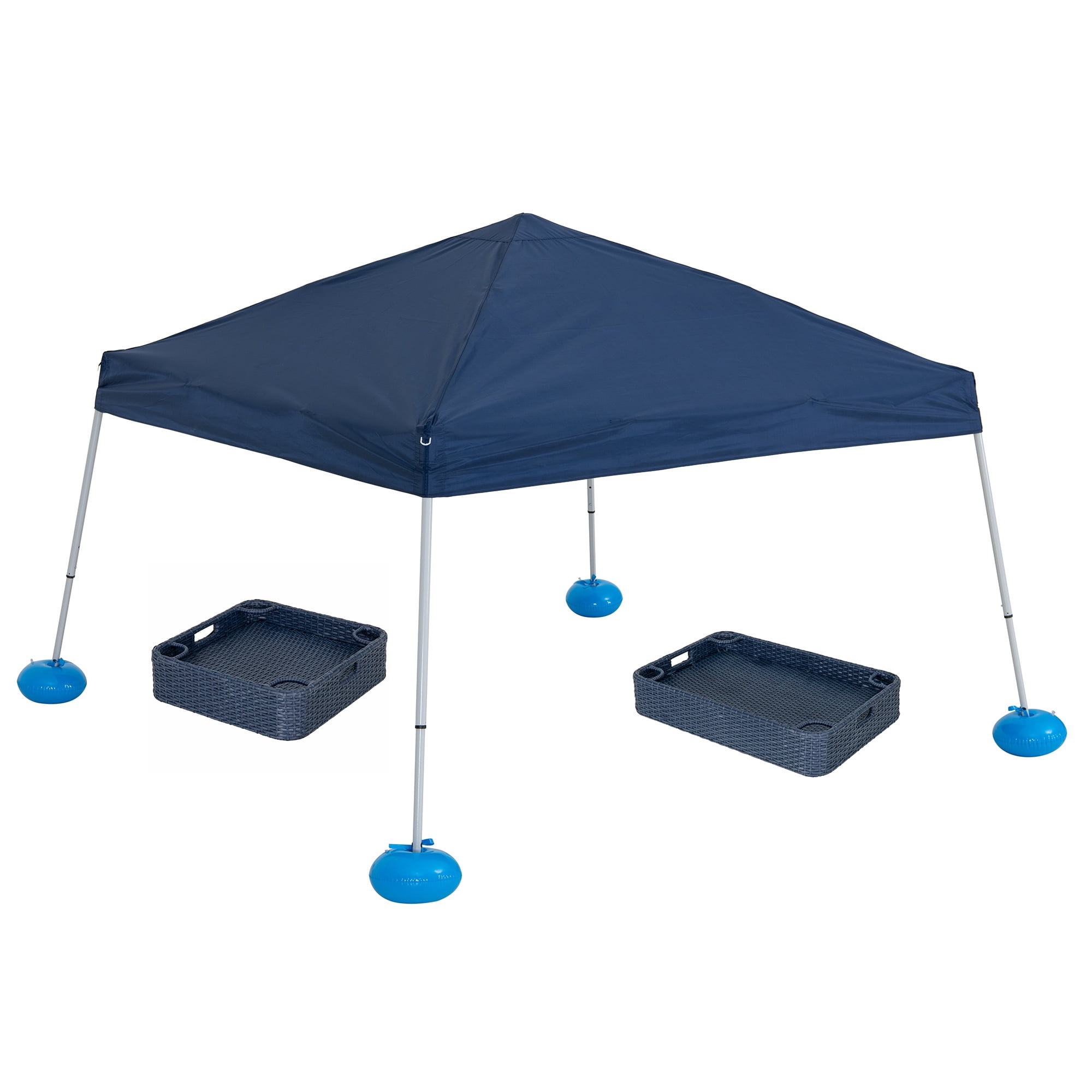 Sunjoy Floating Pool Canopy with Add-on 36x24 in. Wicker Tray,Gray