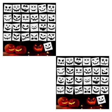 Youkk 25 Pcs/ensemble Pochoirs d'Halloween pour Dessiner des Visages de Citrouille Divers Modèles Réutilisables Taille Appropriée 2Ensemble