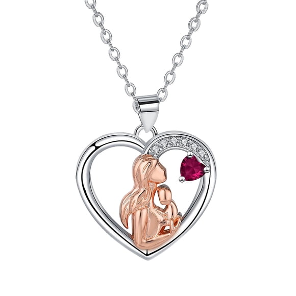 Bijoux pour Maman Mode Accessoires pour Maman Collier en Argent Collier des Fêtes Mère et Cœur Col