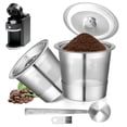 thumbnail image 1 of 2 Pack Reusable K Cups Fit for Keurig 1.0 - Stainless Steel Coffee Pod Filter, Refillable K cup Compatible with Keurig 1.0 Coffee Maker with 15mL Spoon, Cleaning Brush & 4 Rubber Ring, 1 of 7
