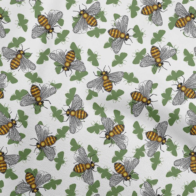 oneOone Polyester Spandex Forest Green Fabric Honey Bees Craft Projects Decor Fabric Printed By The Yard 56 Inch Wide