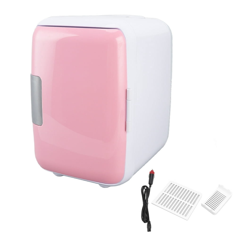 SNNROO Car Mini Fridge 4 Litre  Compact Mini Fridge with a Separator  Super Quiet And Portable Mini Fridge Great for Bedroom  Office  Car  Dorm (Pink)