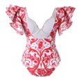 thumbnail image 4 of Birdeem Maillot de Bain une Pièce pour Femmes, Bikini Ajusté Rétro à Imprimé Floral, Aguichant, avec Robe, 4 of 9