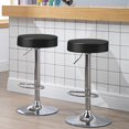 thumbnail image 3 of Giantex 2 PC Bar Stool, Modern Swivel Backless Round Barstool, PU Leather Armless bar Chair with Height Adjustable, Chrome Footrest, Sturdy Metal Frame for Kitchen Dining Living Bistro Pub, Black, 3 of 8