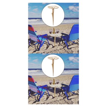 VONKY Table à Vin d'Extérieur Plage Camping Voyage Assiette Support de Service Support Verre à Vin Style A Ensemble de 2
