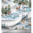 thumbnail image 1 of Soimoi White Georgette Viscose Fabric Animals & Pine Tree Print Fabric by the Yard 42 Inch Wide, 1 of 5